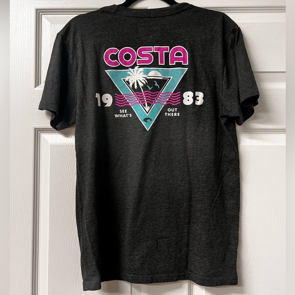 Men’s Costa Dark Gray and Pink Short Sleeve T-Shirt - Picture 2 of 3